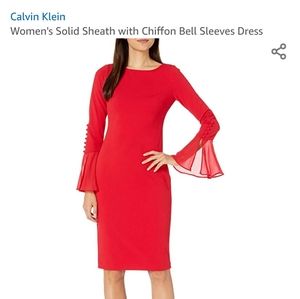 Calvin Klein Red button flutter sleeve dress sz 6